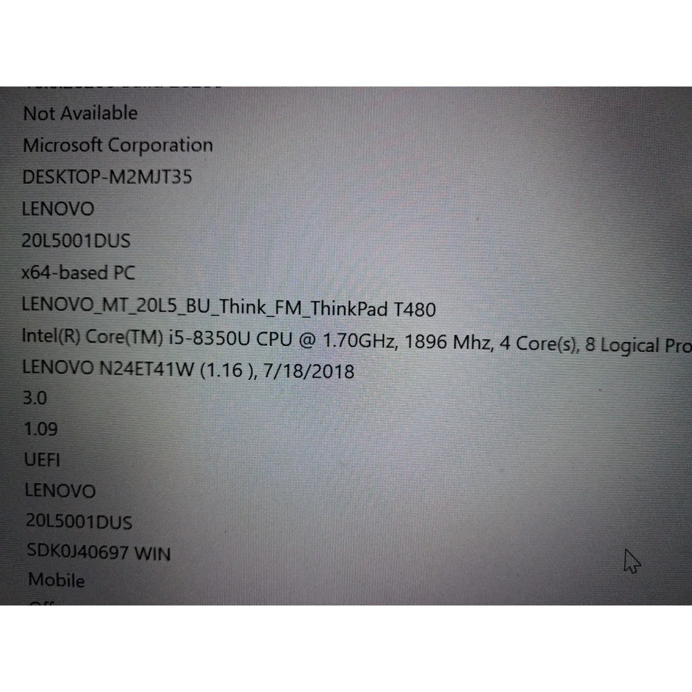 CRACKED SCREEN🚨Lenovo ThinkPad T480s /i5-8350U / 8GB RAM / 240GB SSD *BROKEN*